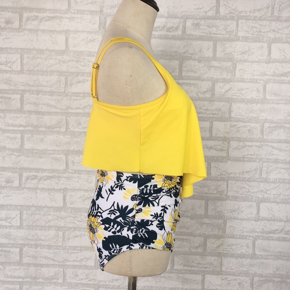 ♦️🆕Leaf Print Two Pieces Swimwear Yellow - Picture 4 of 5